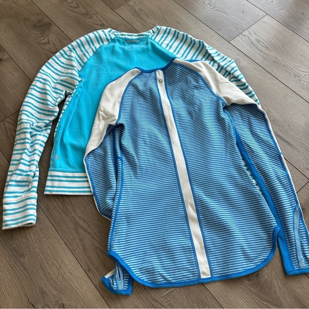 LULULEMON BUNDLE Lot of 2 pullover lightweight Sweater Blue White size (4/6)